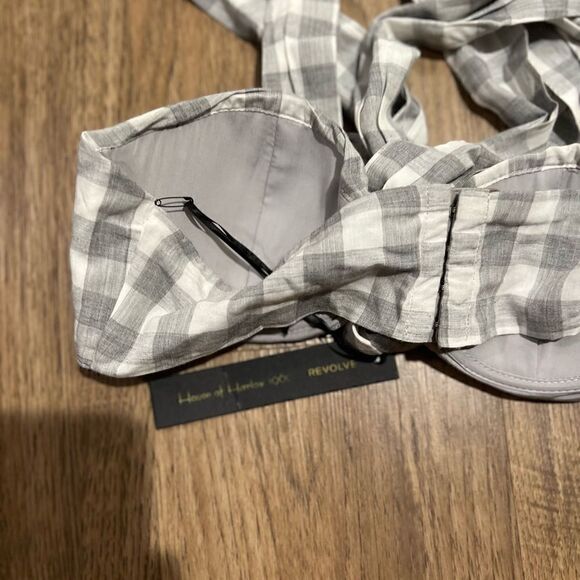 House of Harlow REVOLVE Gingham Tammy Waist Tie Halter Crop Top - Picture 3 of 7